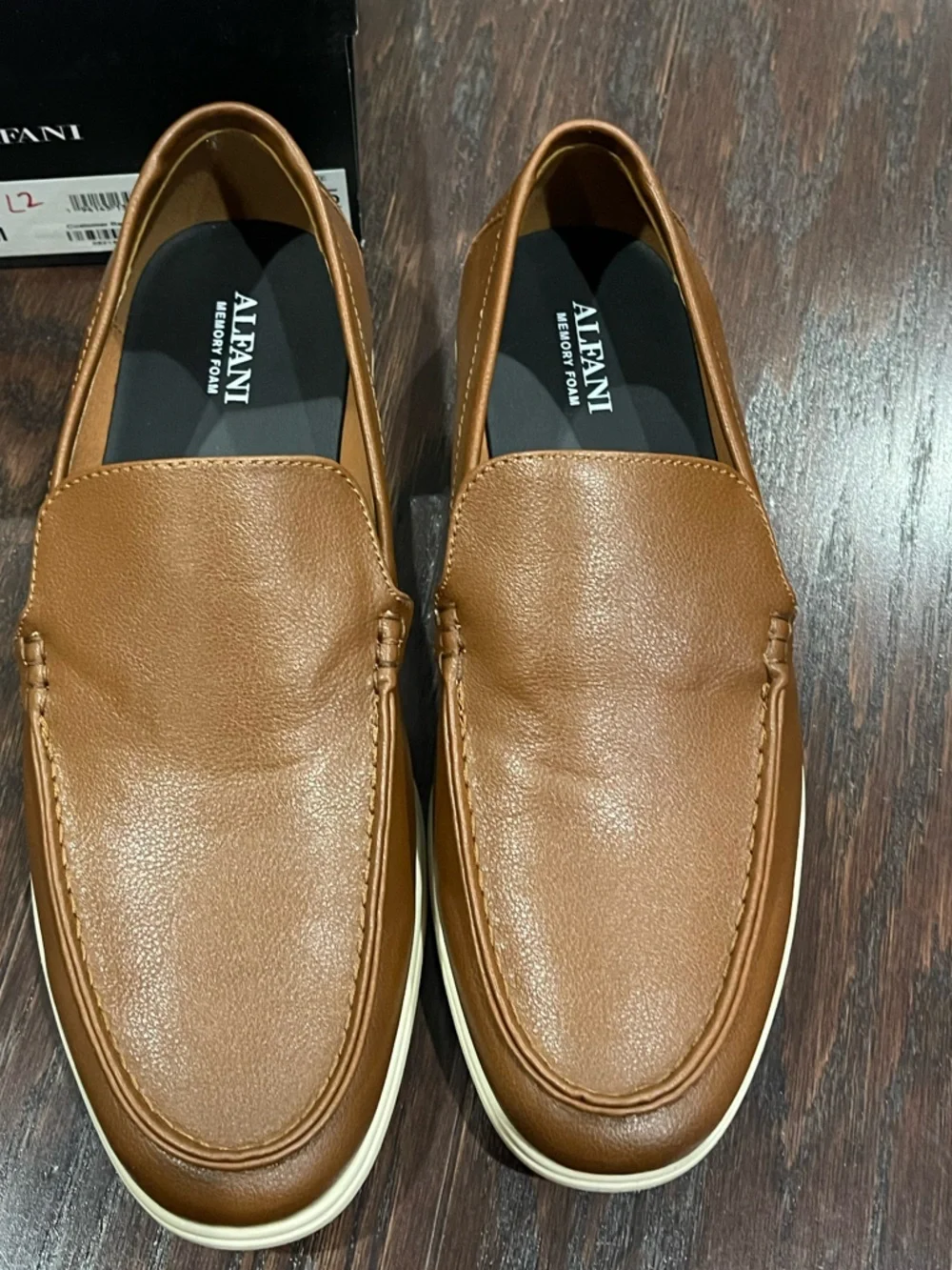 Alfani Porter Tan Loafer Men Size 10M Faux Leather Memory Foam  NEW